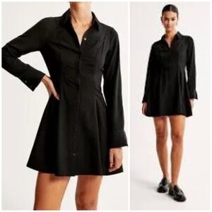Abercrombie & Fitch Long Sleeve Button Up Crepe Shirt Dress in Black Size XS EUC
